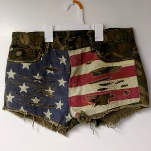 Ralph Lauren American Flag camo cut off shorts